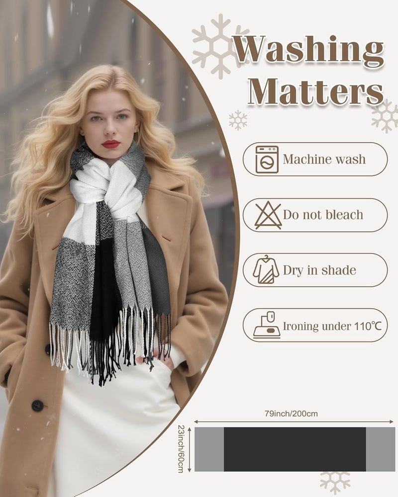 YSense Winter Scarf for Women, Fashion Long Plaid Scarves Warm Big Tartan Blanket Wrap Shawl Ladies Gifts - Image 4